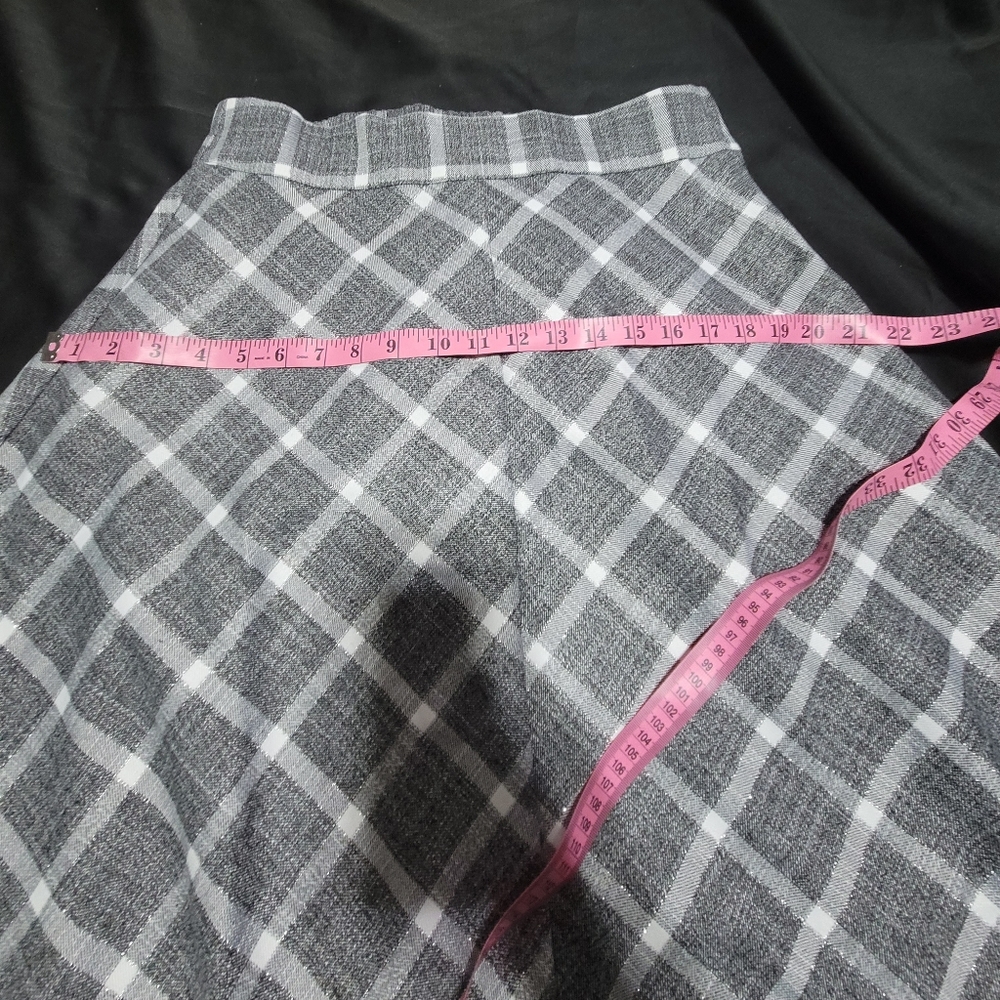 New Alcea Rosa High Waist Plaid Midi Skirt~A-Line~Dark Gray~Large - Picture 6 of 11